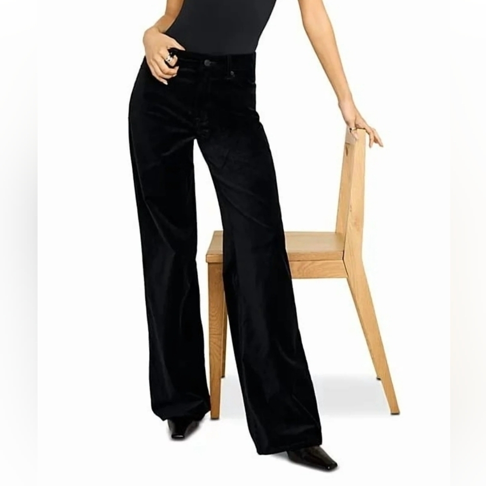 Good American Women’s High-Rise Velvet Wide-Leg Pants - Picture 3 of 5